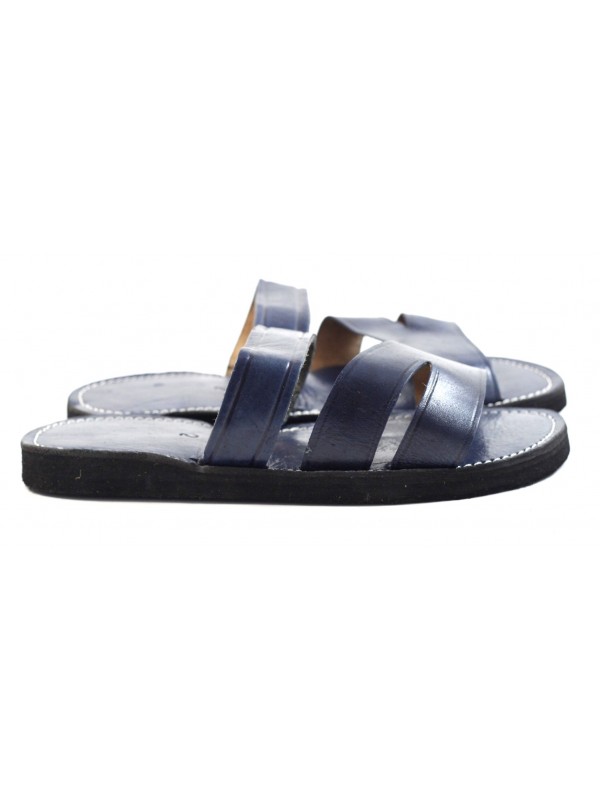 Men's Moroccan sandals in blue leather