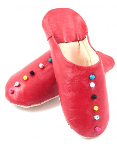 Red pom pom discount slippers